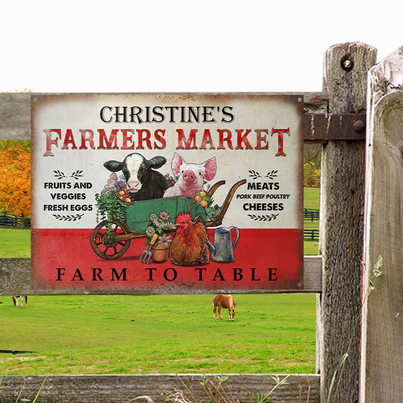 Personalized Farmers Market Farm To Table Customized Classic Metal Signs-Metal Sign-Thesunnyzone