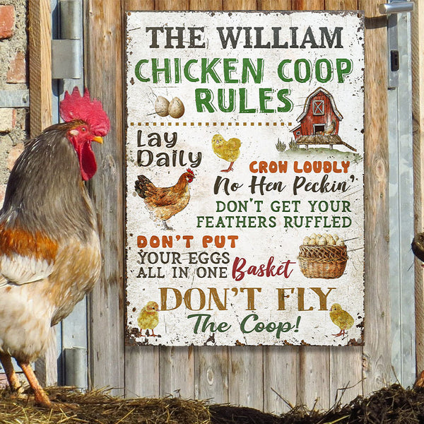 Personalized Chicken Coop Rules Customized Classic Metal Signs-Metal Sign-Thesunnyzone