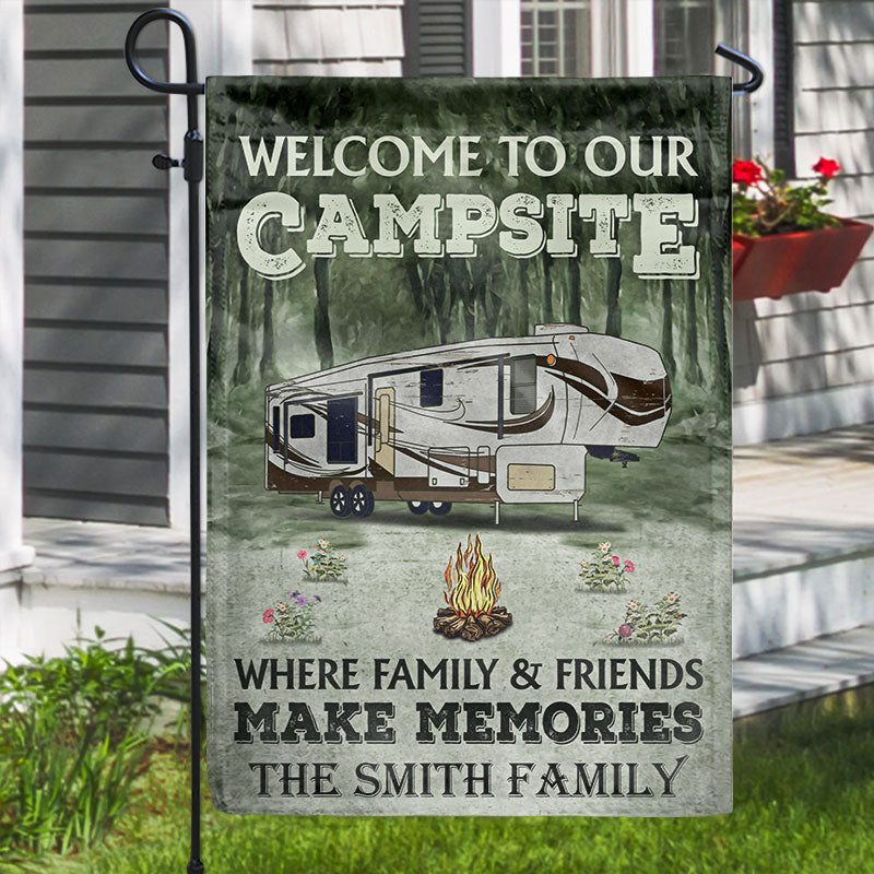 Personalized Camping Welcome To Our Campsite Custom RV Customized Flag-Flag-Thesunnyzone