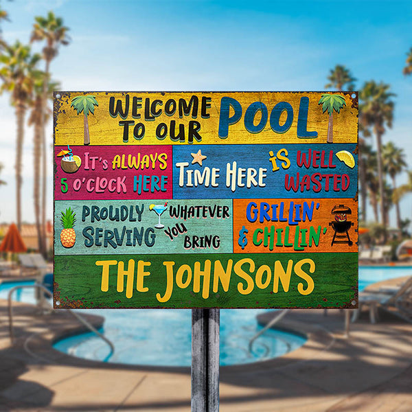 Personalized Swimming Pool Welcome To Our Custom Classic Metal Signs-Metal Sign-Thesunnyzone