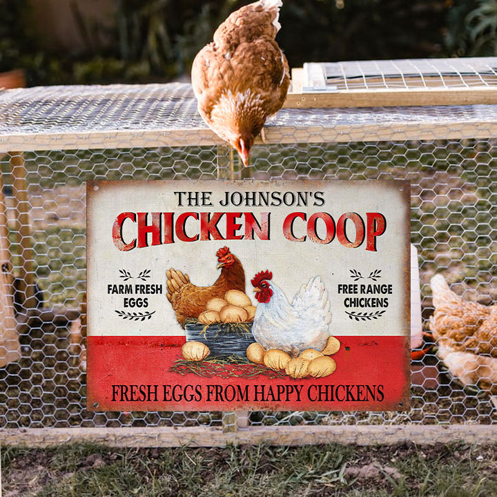 Personalized Chicken Fresh Eggs Free Range Customized Classic Metal Signs-Metal Sign-Thesunnyzone