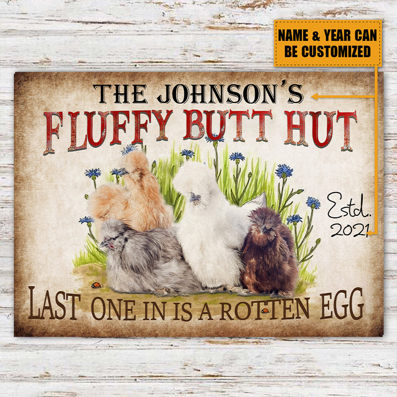 Personalized Chicken Metal Signs Fluffy Butt Hut Silkies Chicken Customized Classic Metal Signs-Metal Sign-Thesunnyzone