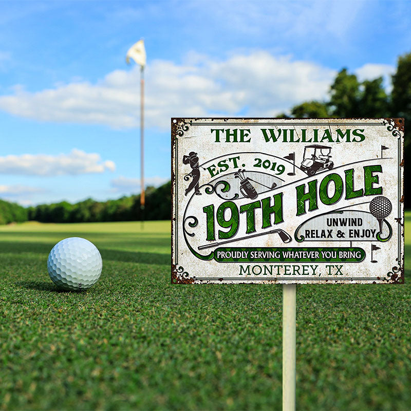 Personalized Golf 19th Hole Proudly Customized Classic Metal Signs-Metal Sign-Thesunnyzone