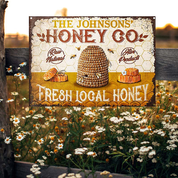 Personalized Bee Fresh Local Honey Raw Natural Customized Classic Metal Signs-Metal Sign-Thesunnyzone