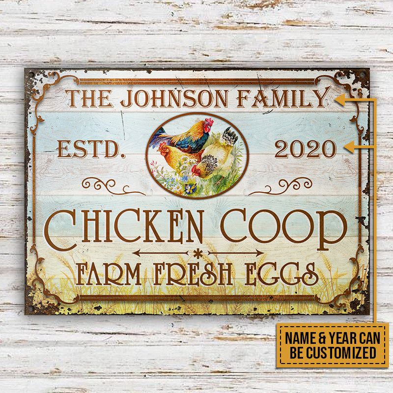 Farm Chicken Coop Fresh Eggs Custom Classic Metal Signs, Farm Sign, Chicken Coop, Farm Decor-Metal Sign-Thesunnyzone