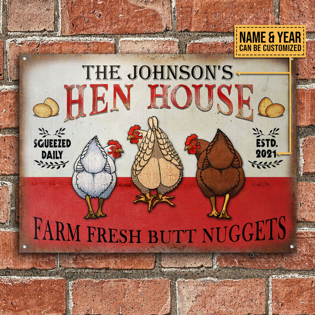 Personalized Chicken Hen House Nuggets Customized Classic Metal Signs-Metal Sign-Thesunnyzone