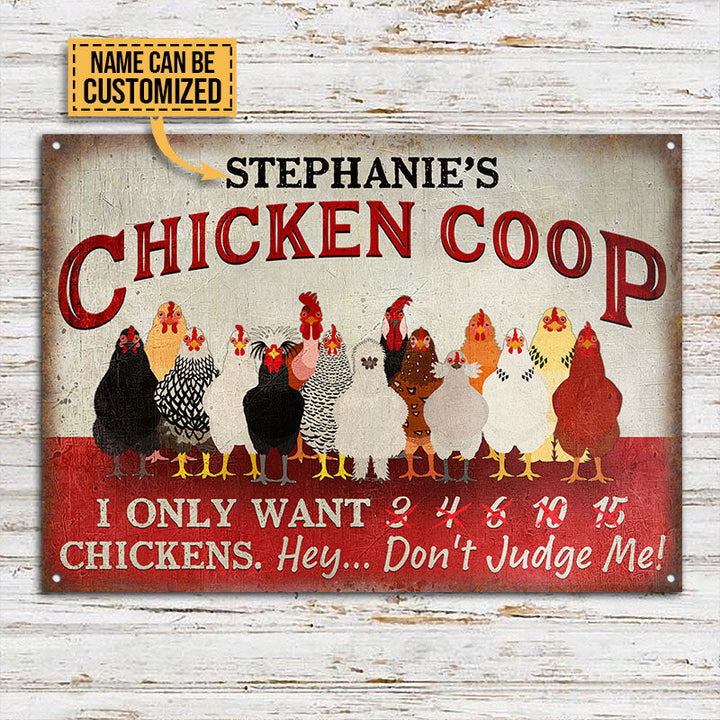 Personalized Chicken Coop I Only Want Chickens Custom Classic Metal Signs-Metal Sign-Thesunnyzone