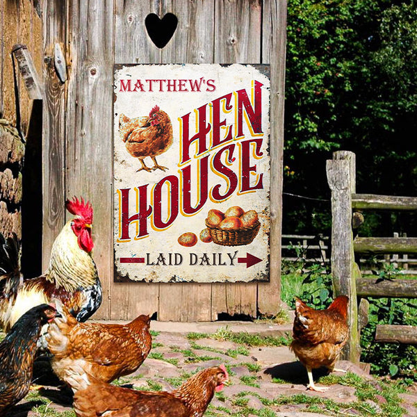 Personalized Chicken Hen House Daily Customized Classic Metal Signs-Metal Sign-Thesunnyzone