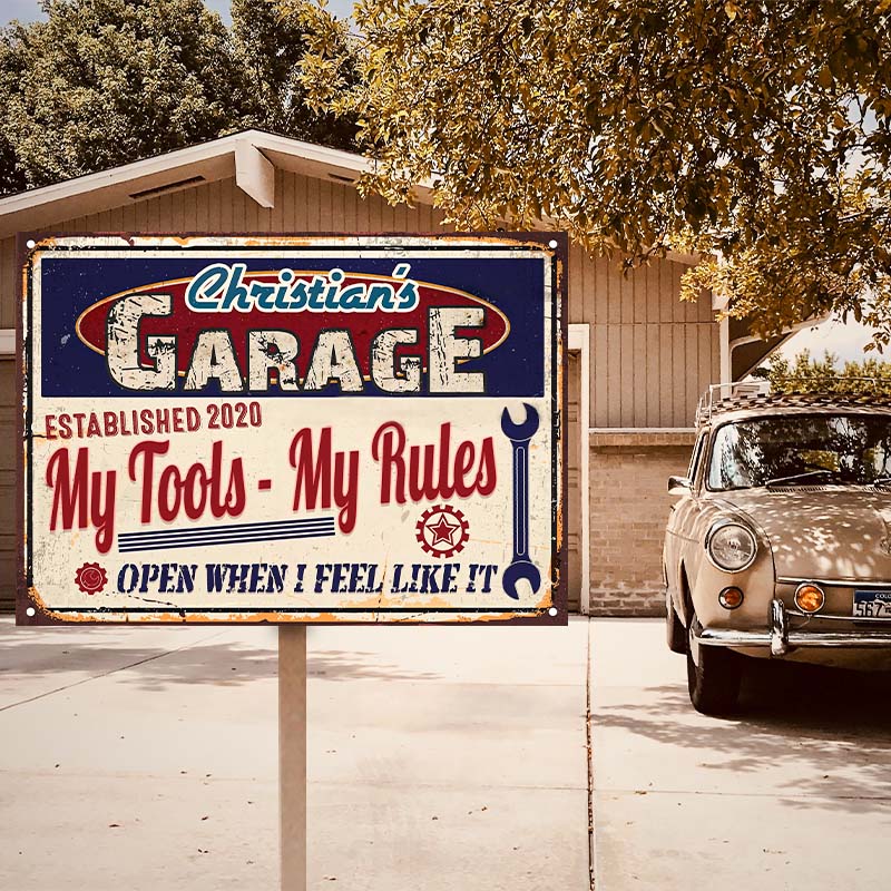 Personalized Auto Garage My Garage My Tools Customized Classic Metal Signs-Metal Sign-Thesunnyzone