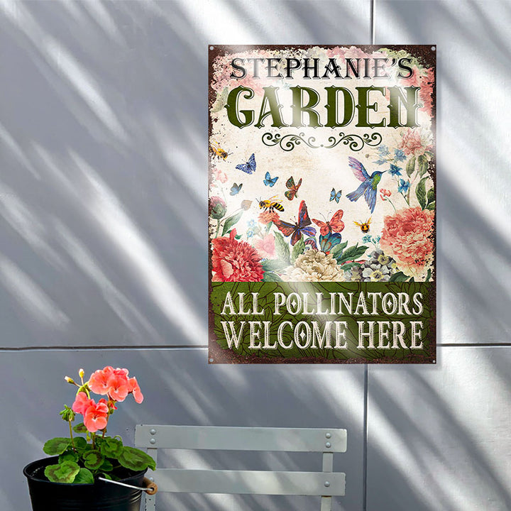Personalized Garden Pollinators Welcome Customized Classic Metal Signs-Metal Sign-Thesunnyzone
