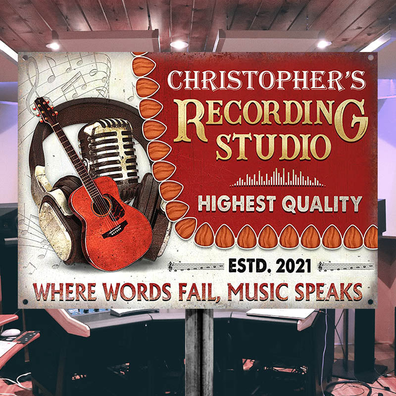 Personalized Acoustic Guitar Where Words Customized Classic Metal Signs-Metal Sign-Thesunnyzone