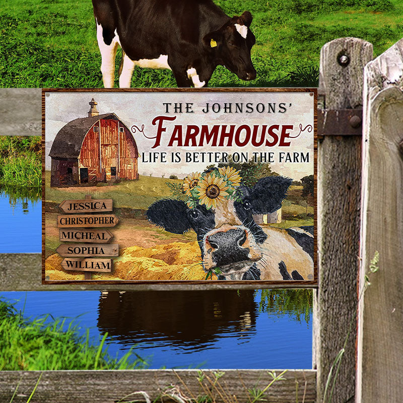 Farm Cattle Metal Signs Farmhouse Life Is Better On The Farm Custom Classic Metal Signs-Metal Sign-Thesunnyzone