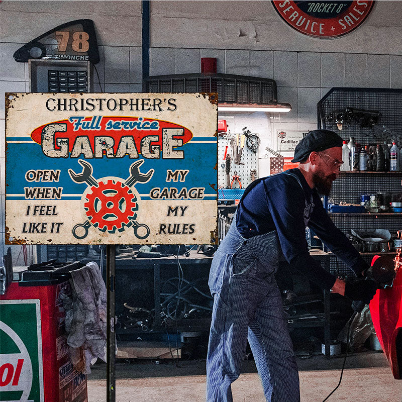 Personalized Auto Mechanic Garage Open When Customized Classic Metal Signs-Metal Sign-Thesunnyzone