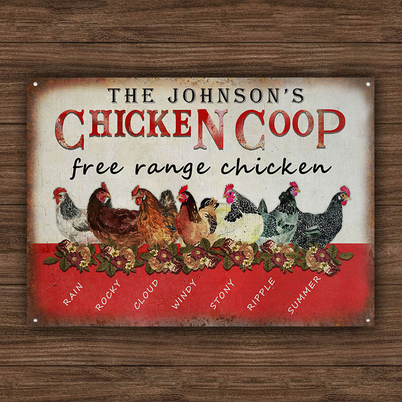 Personalized Chicken Coop Free Range Chicken Customized Classic Metal Signs-Metal Sign-Thesunnyzone