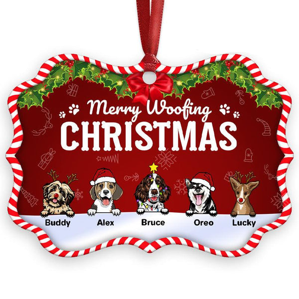 Dog Lover Merry Woofing Christmas - Personalized Custom Aluminum Ornament