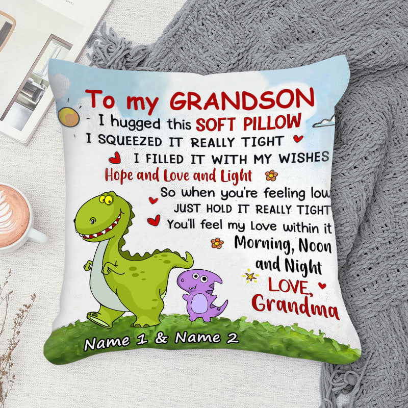 Personalized Pillows, Grandson Granddaughter Dinosaur Pillow