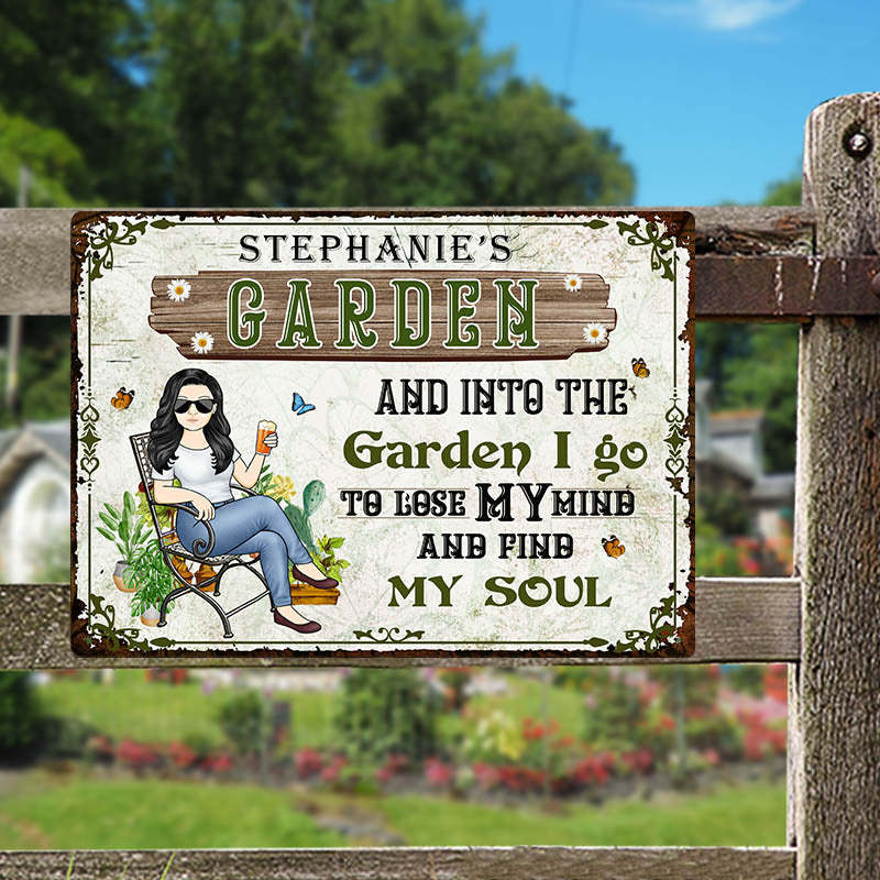 And Into The Garden I Go Gardening Girl - Garden Sign - Personalized C ...