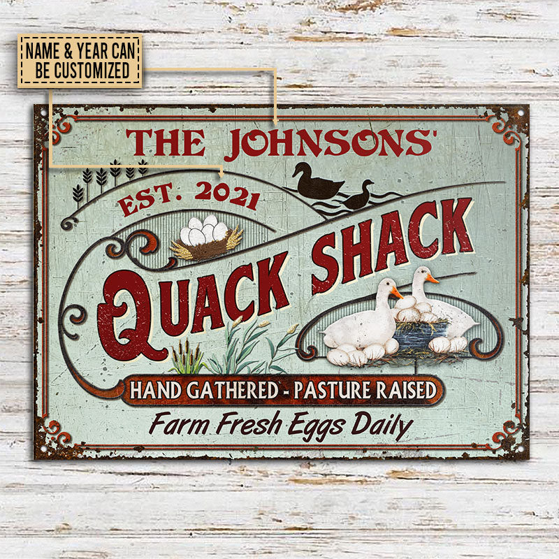 Personalized Duck Quack Shack Pasture Raised Custom Classic Metal Signs