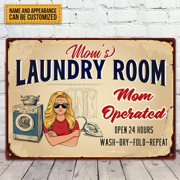 Laundry Room - Gift For Auntie And Mom And Grandma - Light Brown - Personalized Custom Classic Metal Signs