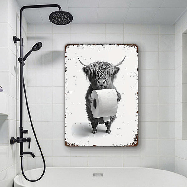 Funny Cow Bathroom Metal Sign Wall Decor Farmhouse Sign For Toilet Restroom Decor Gifts