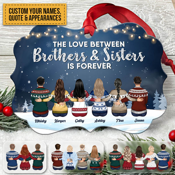 Personalized Aluminum Ornament Christmas Gift Siblings Ornament For Siblings Family Hugging