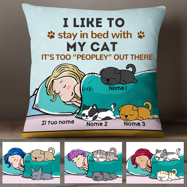 Personalized Pillows, Custom Gift for Cat Lovers Stay In Bed With My Dog Pillow