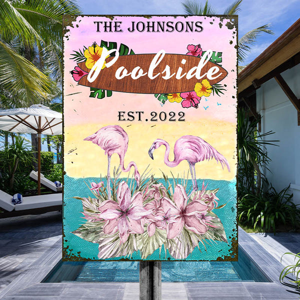 Flamingo Lounge - Poolside Sign - Customized Classic Metal Signs