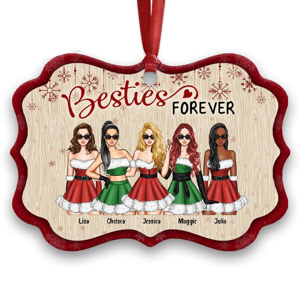 Besties Forever - Personalized Aluminum/ Wooden Ornament - Christmas, Birthday, Loving Gift For Besties, Friends, BFFs