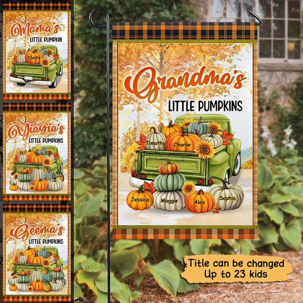 Fall Season Grandma Pumpkins Green Truck Personalized Garden Flag