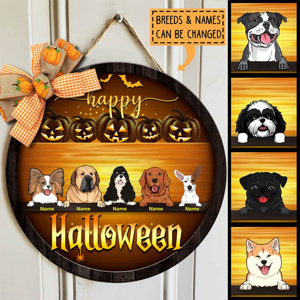 Halloween Welcome Door Signs, Happy Halloween Decorations For Dog Lovers, Golden Custom Wooden Signs , Dog Mom Gifts