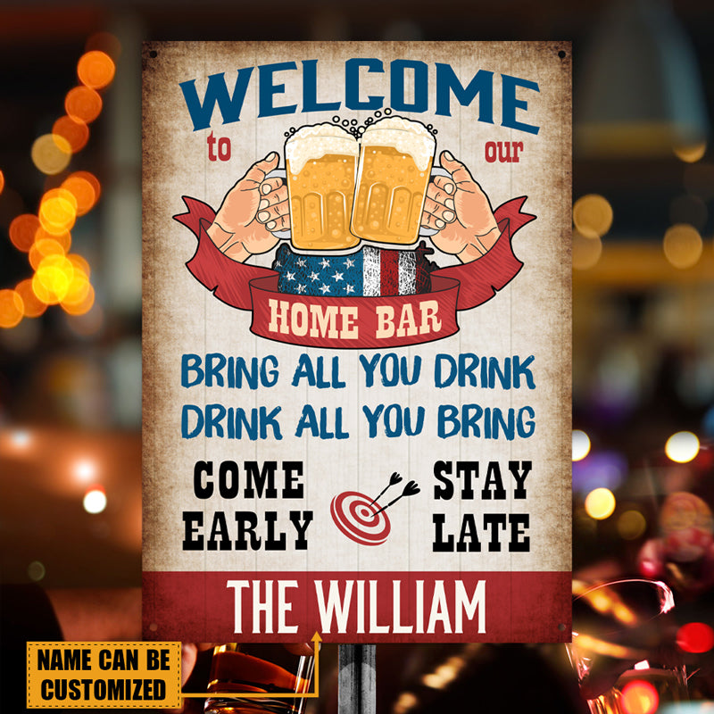 Home Bar Welcome - Backyard Sign - Personalized Custom Classic Metal Signs-Metal Sign-Thesunnyzone