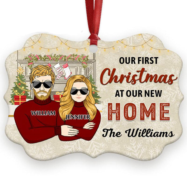 Couple Our First Christmas - Personalized Custom Aluminum Ornament