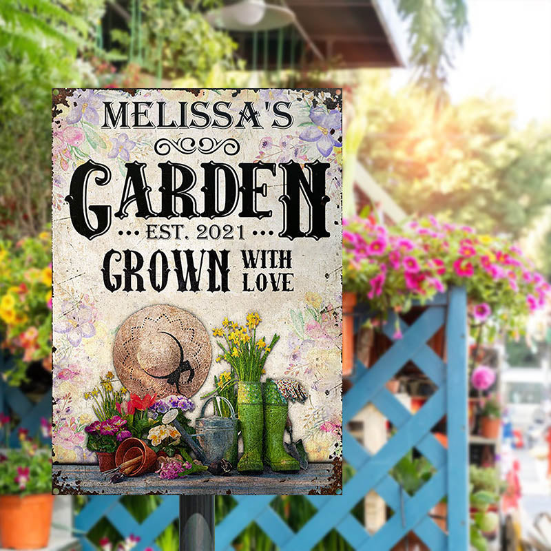 Gardening Floral Grown With Love Custom Classic Metal Signs-Metal Sign-Thesunnyzone