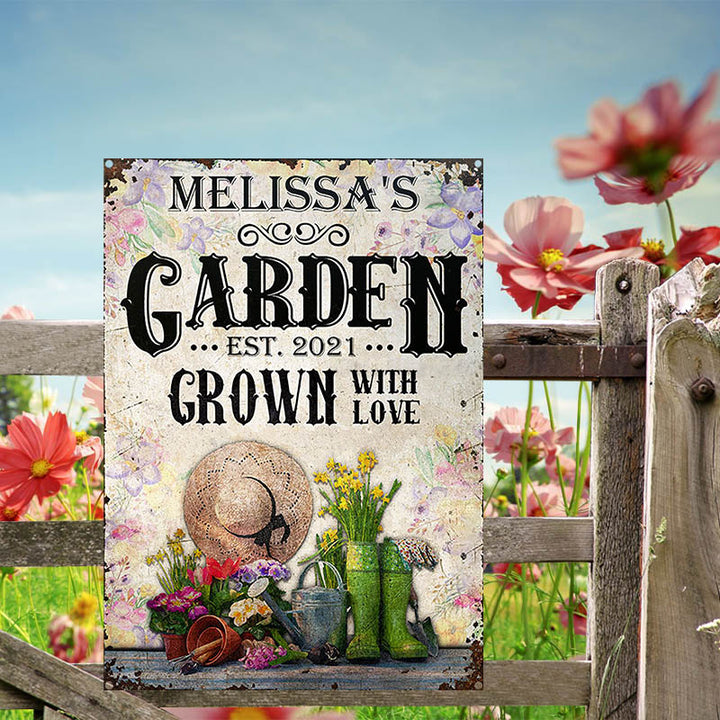 Gardening Floral Grown With Love Custom Classic Metal Signs-Metal Sign-Thesunnyzone