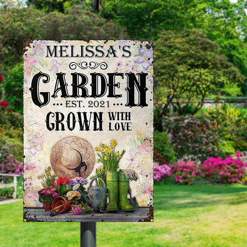 Gardening Floral Grown With Love Custom Classic Metal Signs-Metal Sign-Thesunnyzone