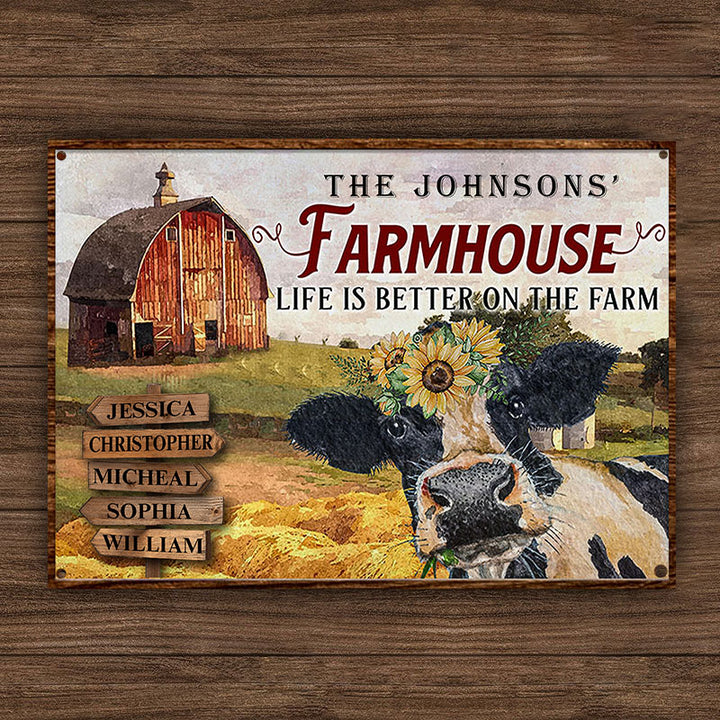Farm Cattle Metal Signs Farmhouse Life Is Better On The Farm Custom Classic Metal Signs-Metal Sign-Thesunnyzone