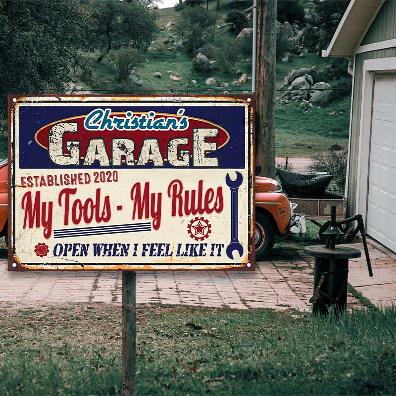 Personalized Auto Garage My Garage My Tools Customized Classic Metal Signs-Metal Sign-Thesunnyzone