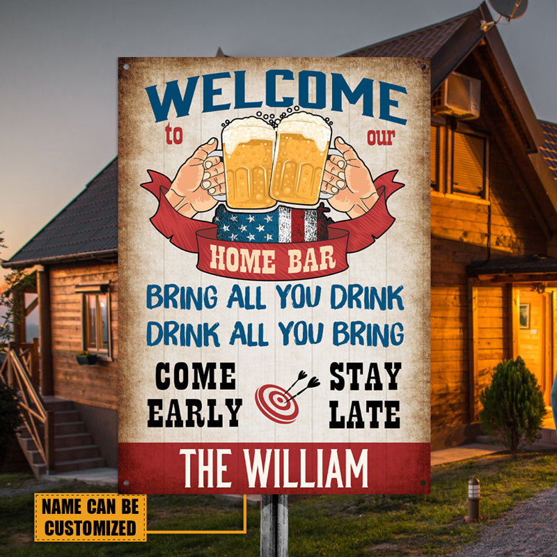 Home Bar Welcome - Backyard Sign - Personalized Custom Classic Metal Signs-Metal Sign-Thesunnyzone