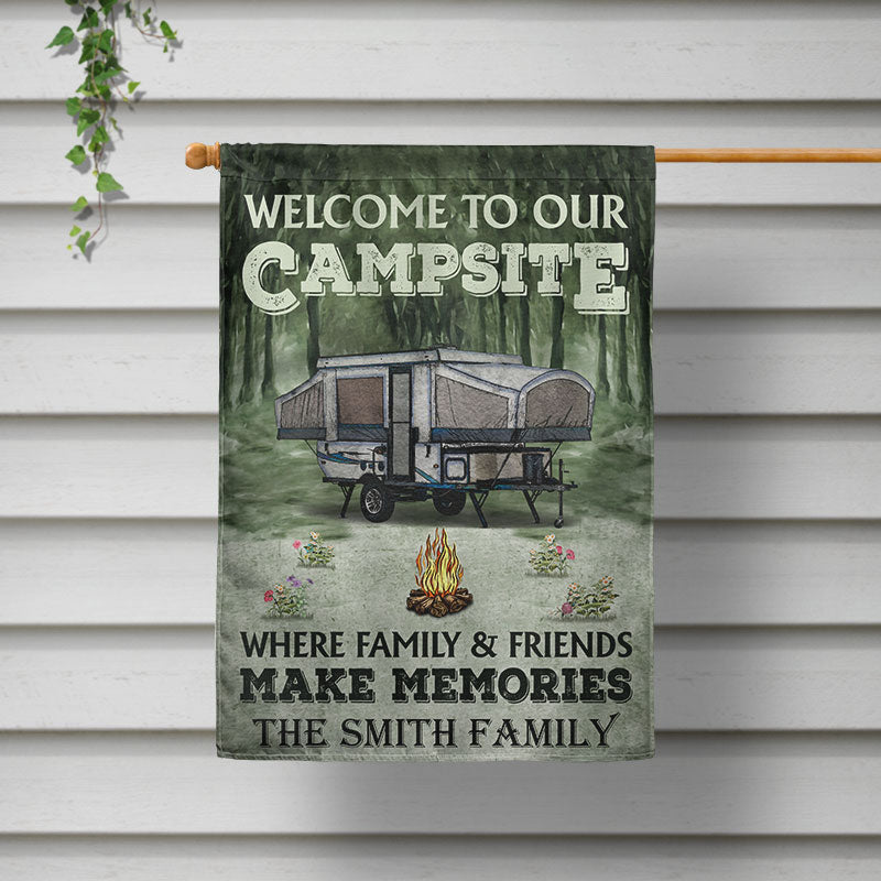 Personalized Camping Welcome To Our Campsite Custom RV Customized Flag-Flag-Thesunnyzone