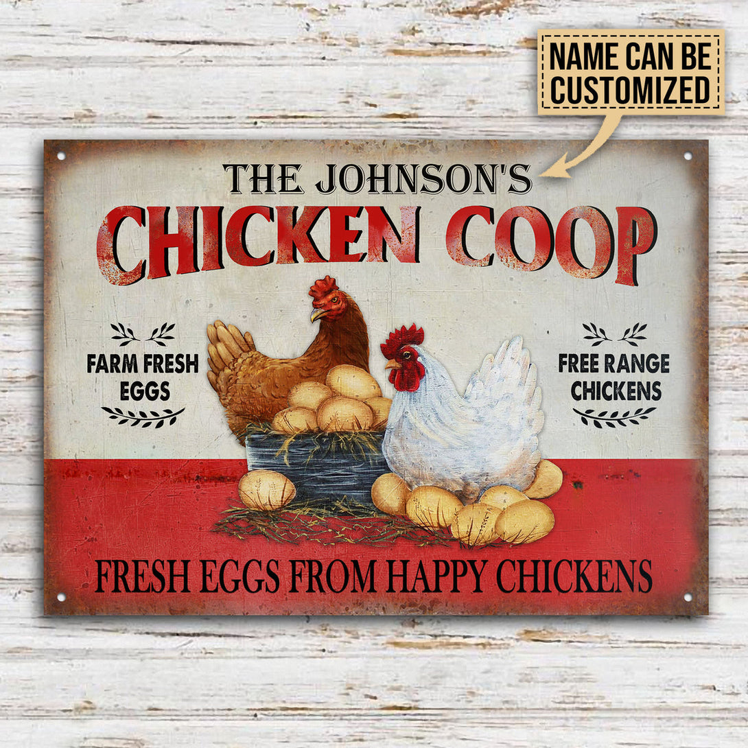 Personalized Chicken Fresh Eggs Free Range Customized Classic Metal Signs-Metal Sign-Thesunnyzone