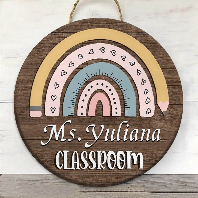 Teacher Personalized Rainbow Sign Back To School Teacher Name Sign ...