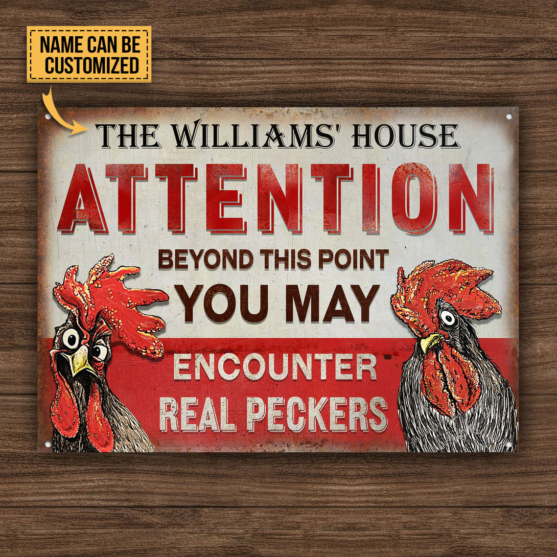 Personalized Chicken Attention Peckers Customized Classic Metal Signs-Metal Sign-Thesunnyzone