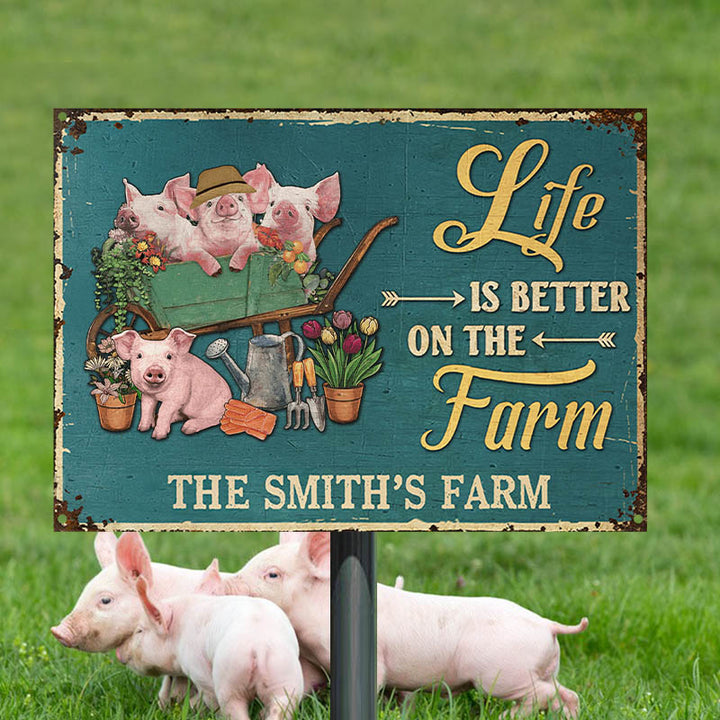 Farmhouse Green Life Is Better On The Farm Custom Classic Metal Signs-Metal Sign-Thesunnyzone