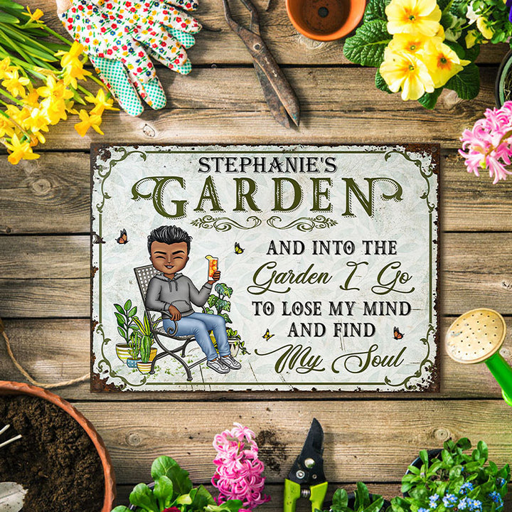 And Into The Garden I Go Gardening Gender - Garden Sign - Personalized Custom Classic Metal Signs-Metal Sign-Thesunnyzone