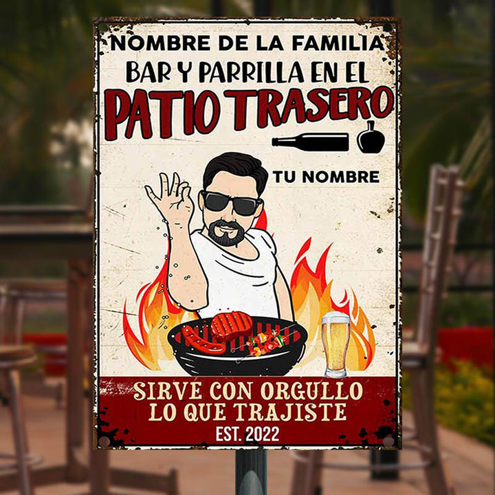Outdoor Backyard Bar Man Spanish Patio Metal Sign-Metal Sign-Thesunnyzone