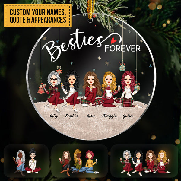 Personalized Circle Acrylic Ornament - Christmas Gift For Sistas, Besties, Best Friends, Soul Sisters