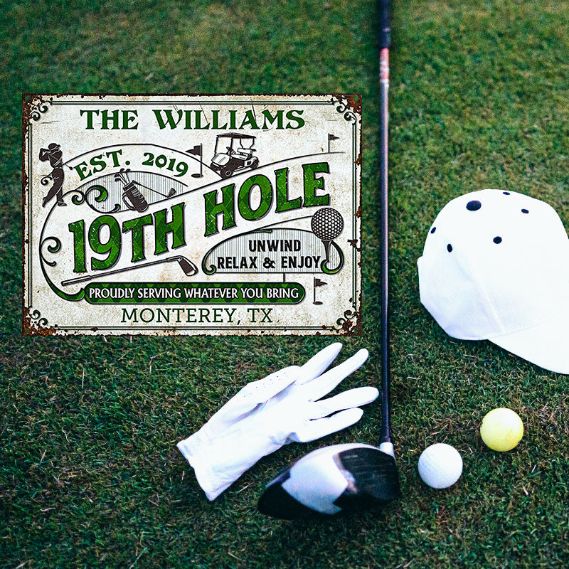 Personalized Golf 19th Hole Proudly Customized Classic Metal Signs-Metal Sign-Thesunnyzone