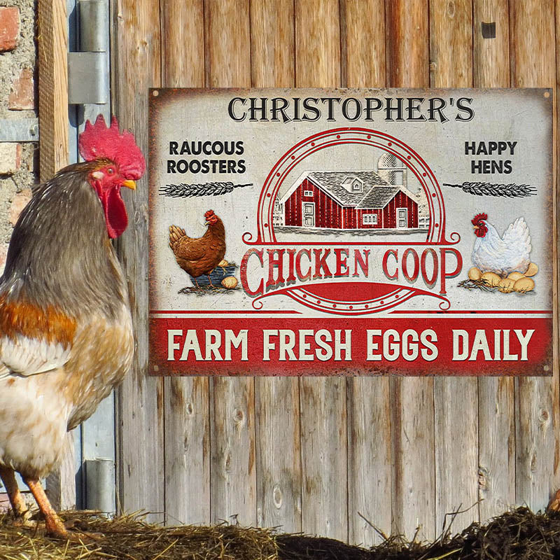 Personalized Chicken Coop Farm Fresh Eggs Customized Classic Metal Signs-Metal Sign-Thesunnyzone