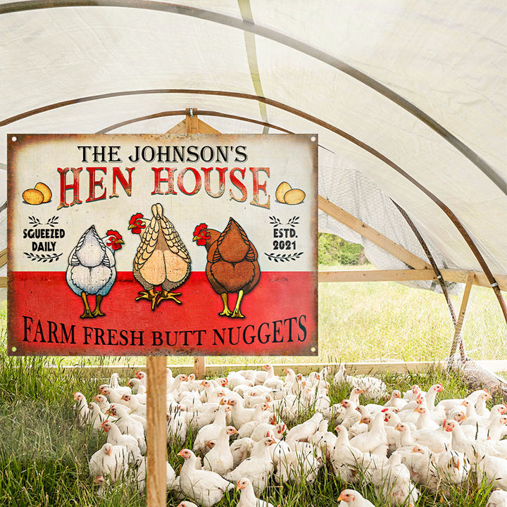 Personalized Chicken Hen House Nuggets Customized Classic Metal Signs-Metal Sign-Thesunnyzone