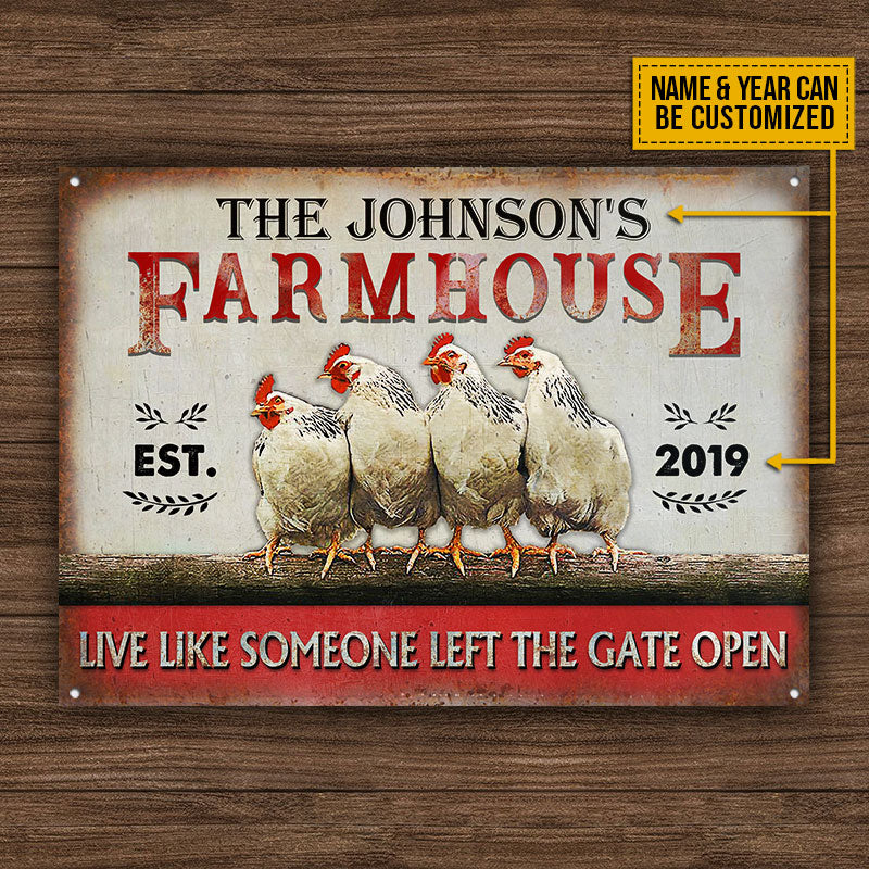 Personalized Chicken Farmhouse The Gate Open Customized Classic Metal Signs-Metal Sign-Thesunnyzone